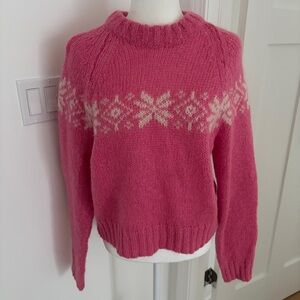 Vintage Aéropostale Y2K Mohair Wool Sweater Pink Nordic Fair Isle Knit Sz M *M15